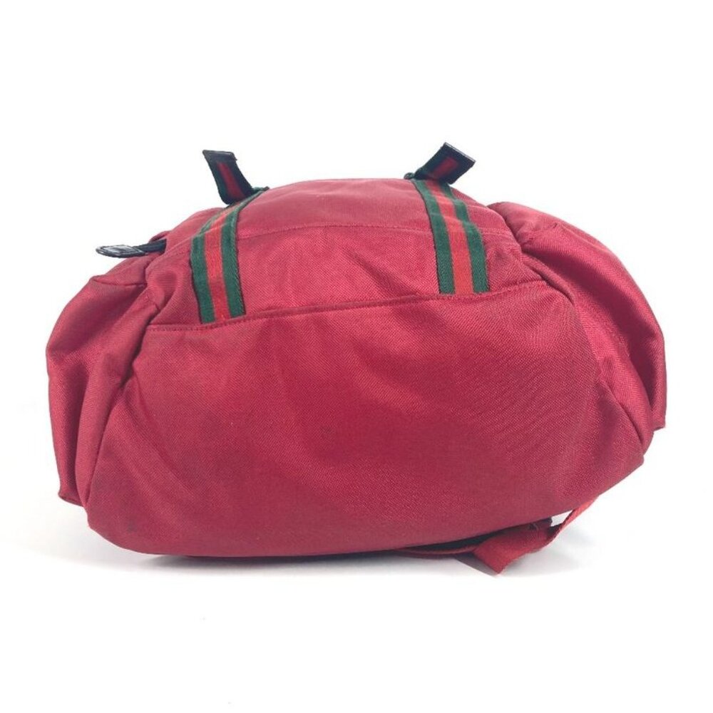 Gucci Backpack Techno Logo Sherry Line Web Line Nylon Canvas Red - Picture 5 of 9